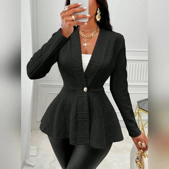 Women's Textured Single Breasted Coat - Picture 1 of 6